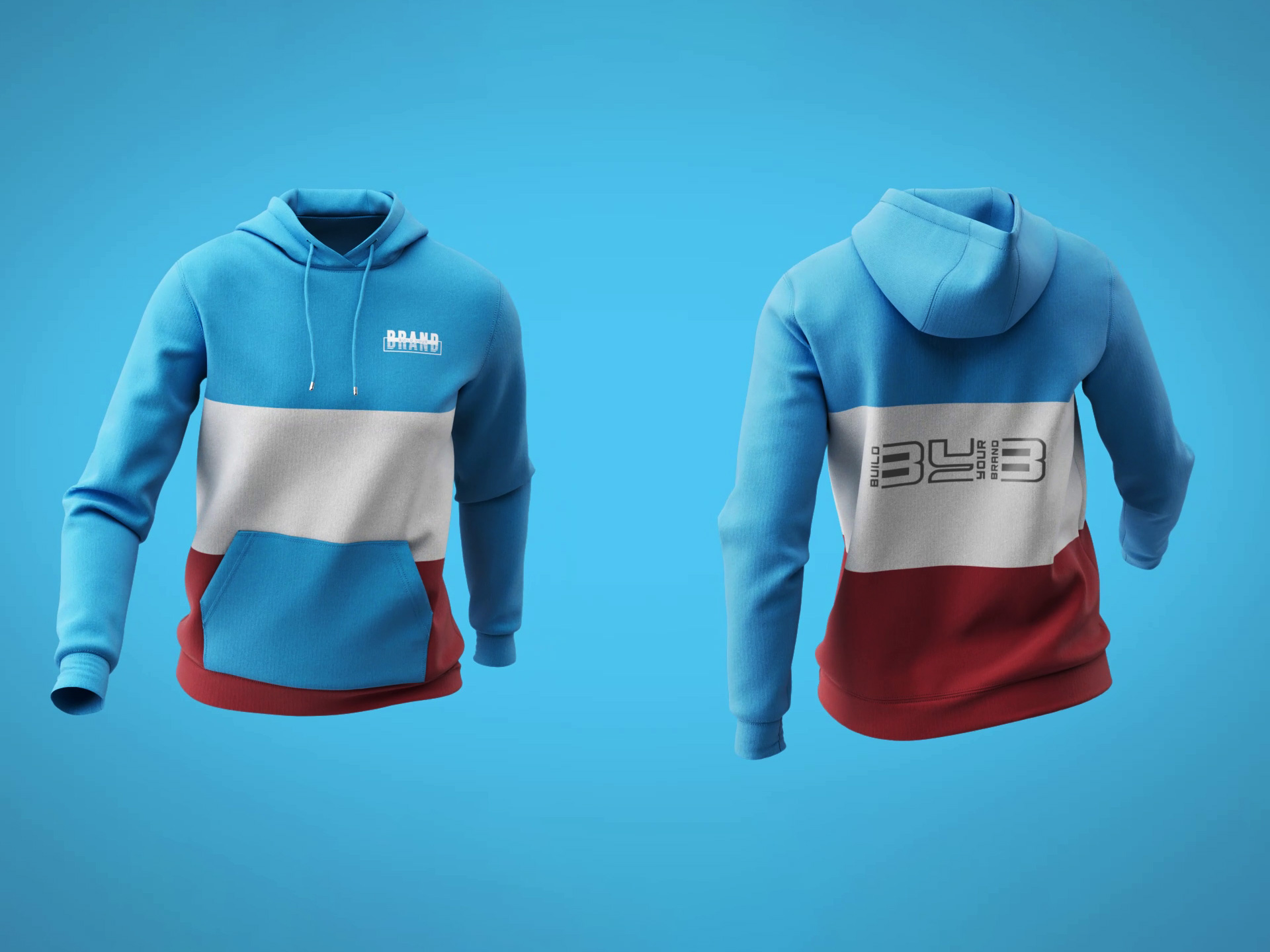 Women's fleece hoodie colorway frame, photoreal CGI apparel render in Cinema 4D and Redshift
