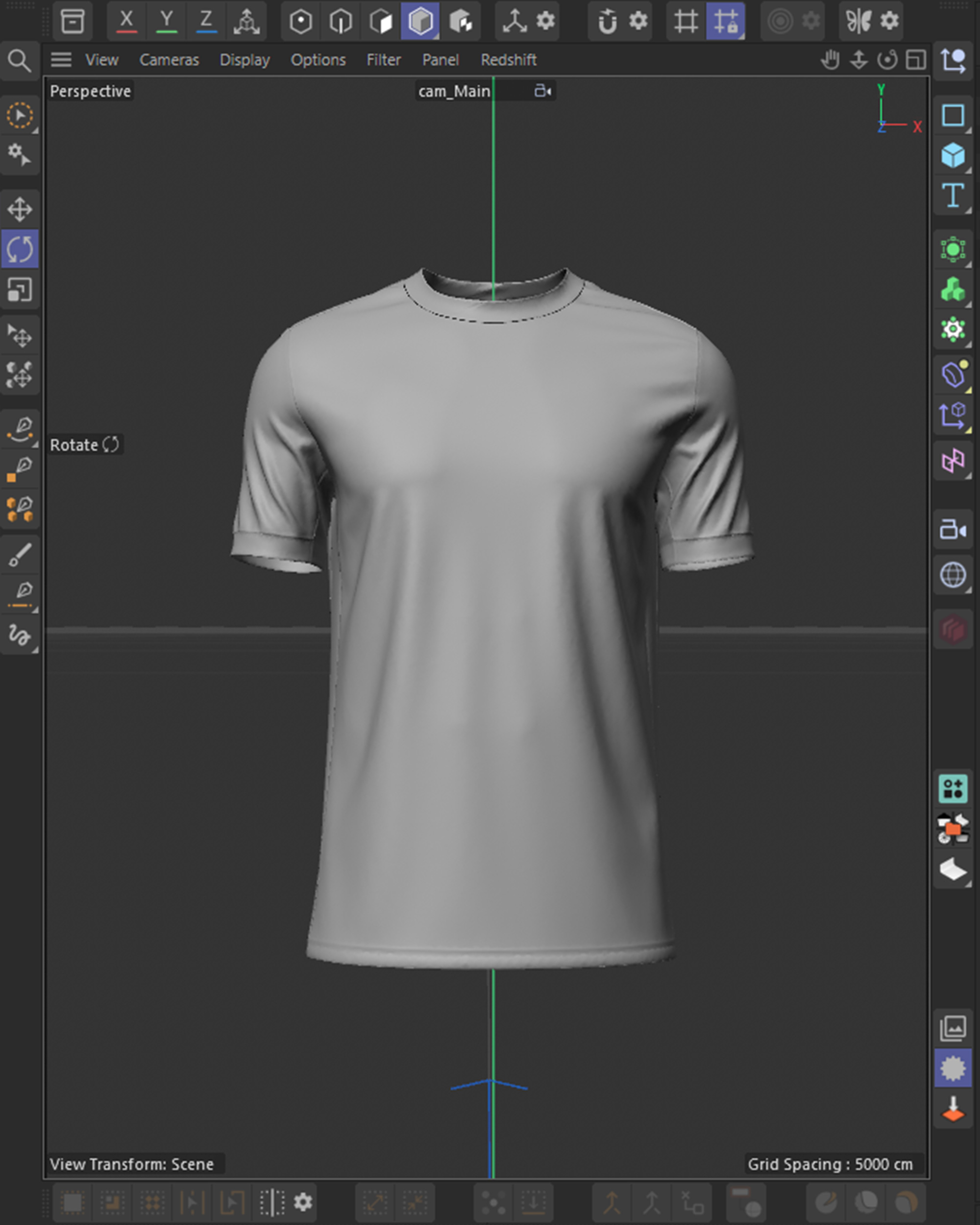 Cinema 4D viewport breakdown of a football jersey, clay model