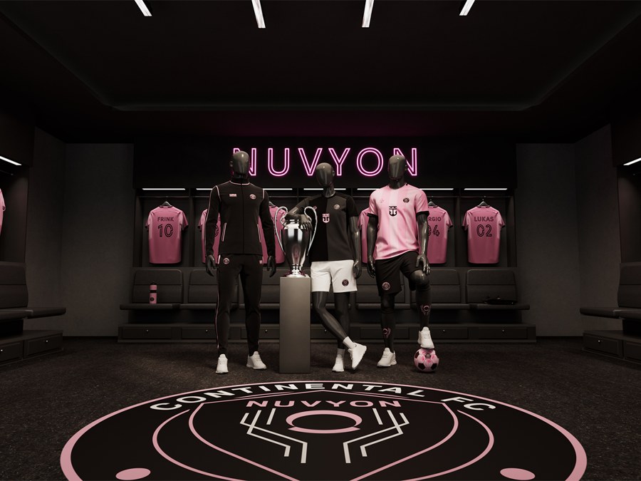 MerchandAise football club teamwear, Continental FC NUVYON locker room and custom kits, CGI by Tanzim Rahat