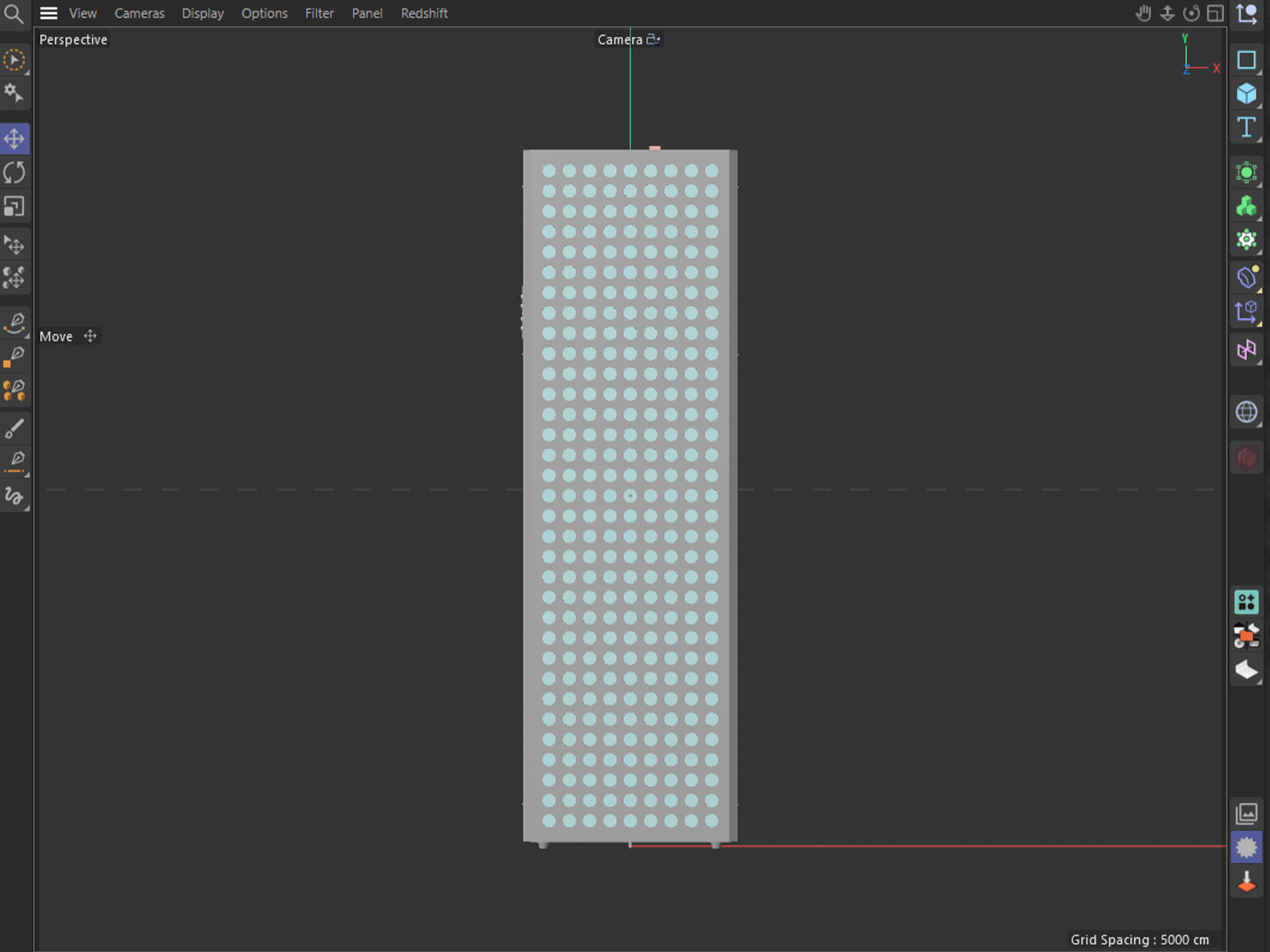 Cinema 4D viewport of the RedLight Home therapy panel model, side and vent detail