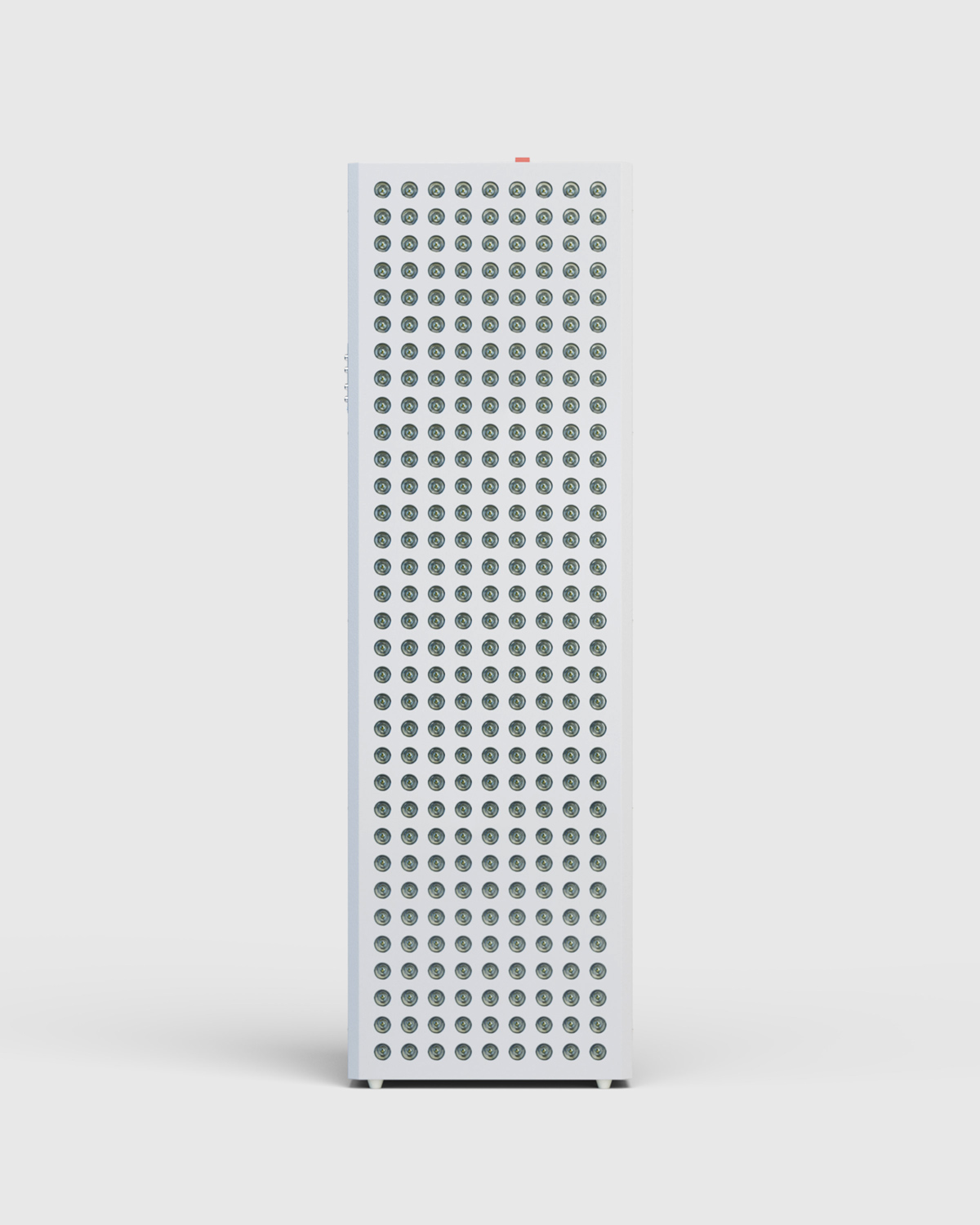 RedLight Home therapy panel, straight front view of the full LED grid, studio 3D render on white