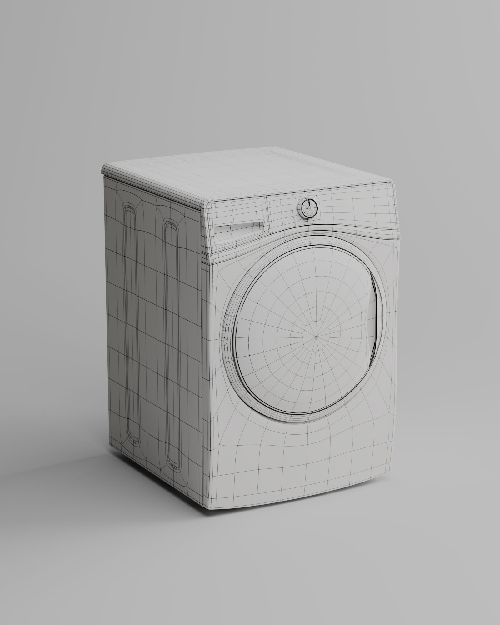 Washing machine wireframe, edge flow and polygon distribution